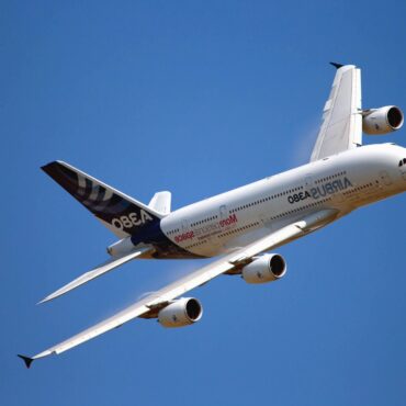 A passenger plane in the air